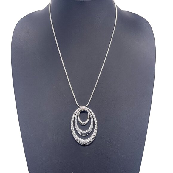 Liz Claiborne Jewelry - Liz Claiborne Triple Teardrop Pendant Snake Chain Necklace Silver Tone